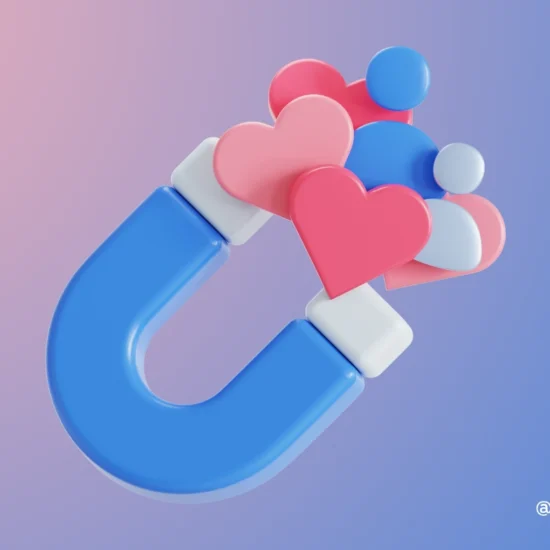 Cover article hooks magnétique - Aimant 3D qui attire des coeurs.