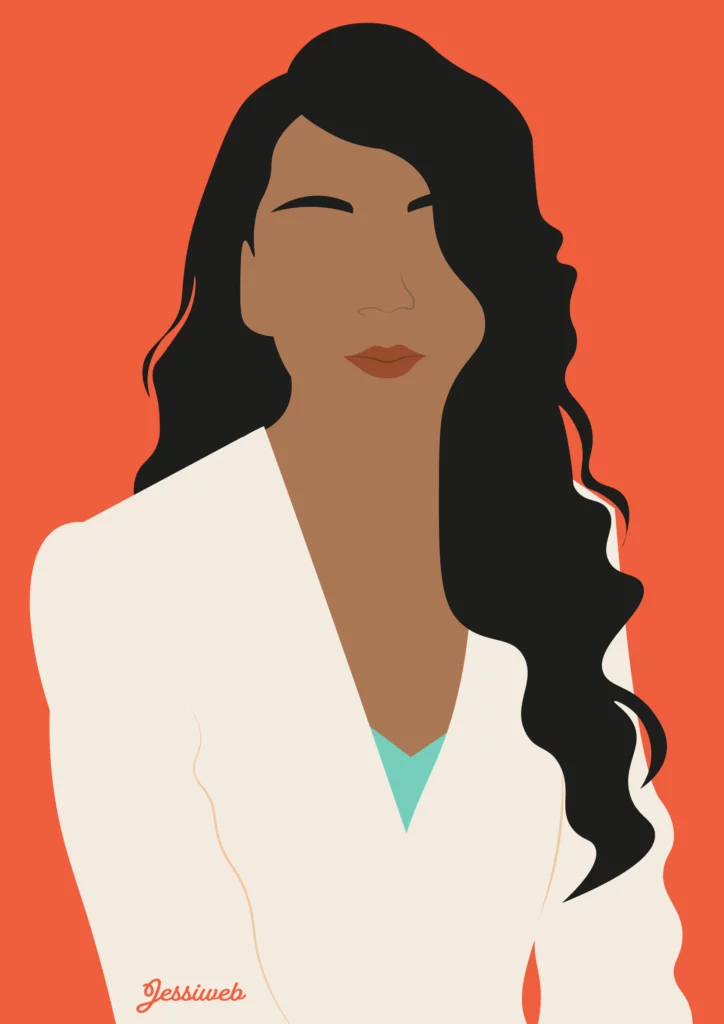 Portrait de femme en illustration minimaliste.