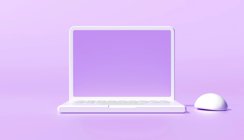 Cover 7 raisons d'utiliser WP - PC et souris 3D avec des couleurs blanches et violettes.